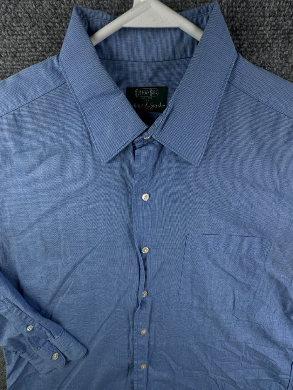 Gitman Bros Schupp Snyder Button Up Shirt Long Sleeve Blue Houndstooth 16 33
